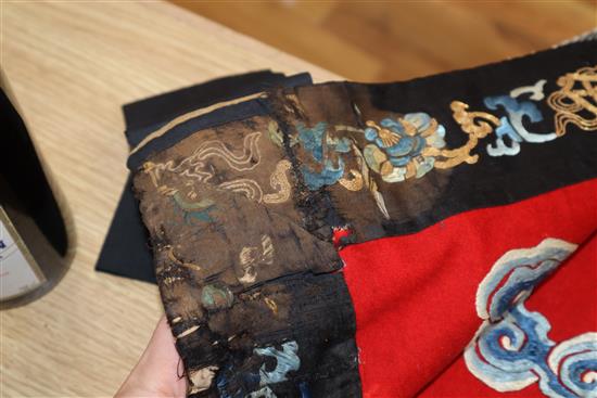 A Chinese embroidered silk dragon wall hanging, early 20th century